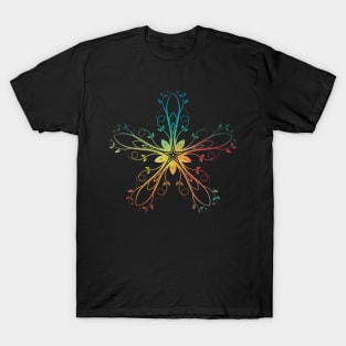 Rainbow abstract flower star design 12 T-Shirt